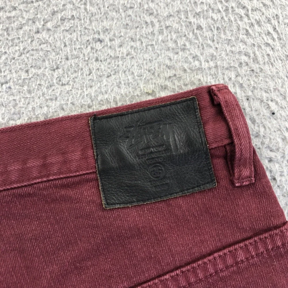 Stussy Shorts Mens 36 Burgundy Jeans Denim Cut Off Slim Jeans 5 Pocket Jorts